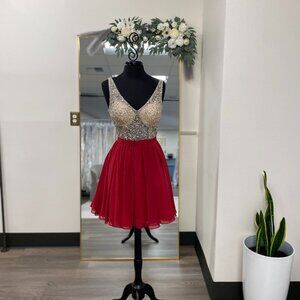 Burgundy Short Dress with Beaded Top